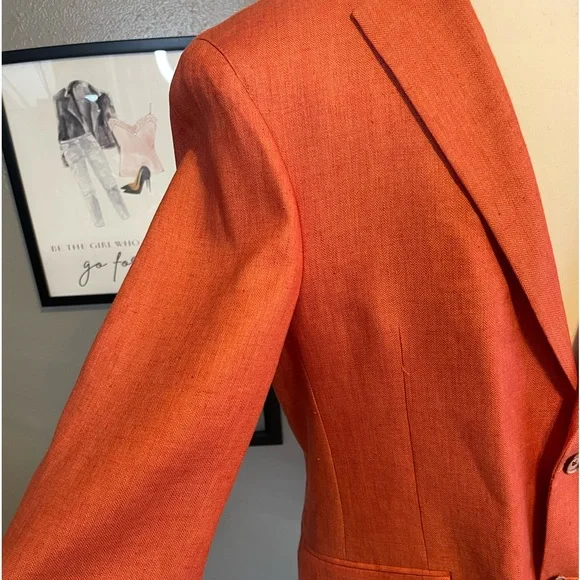 Maus & Hoffman Orange 100% Linen Blazer Sports Coat 42 Tall - Picture 5 of 16